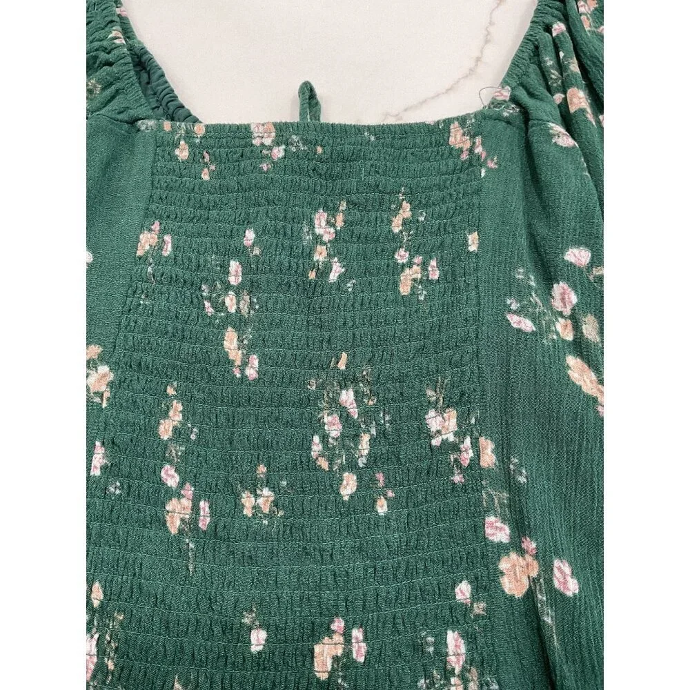 Abercrombie and Fitch Long Puff Sleeve Floral Cropped Blouse Size S Whimsygoth C